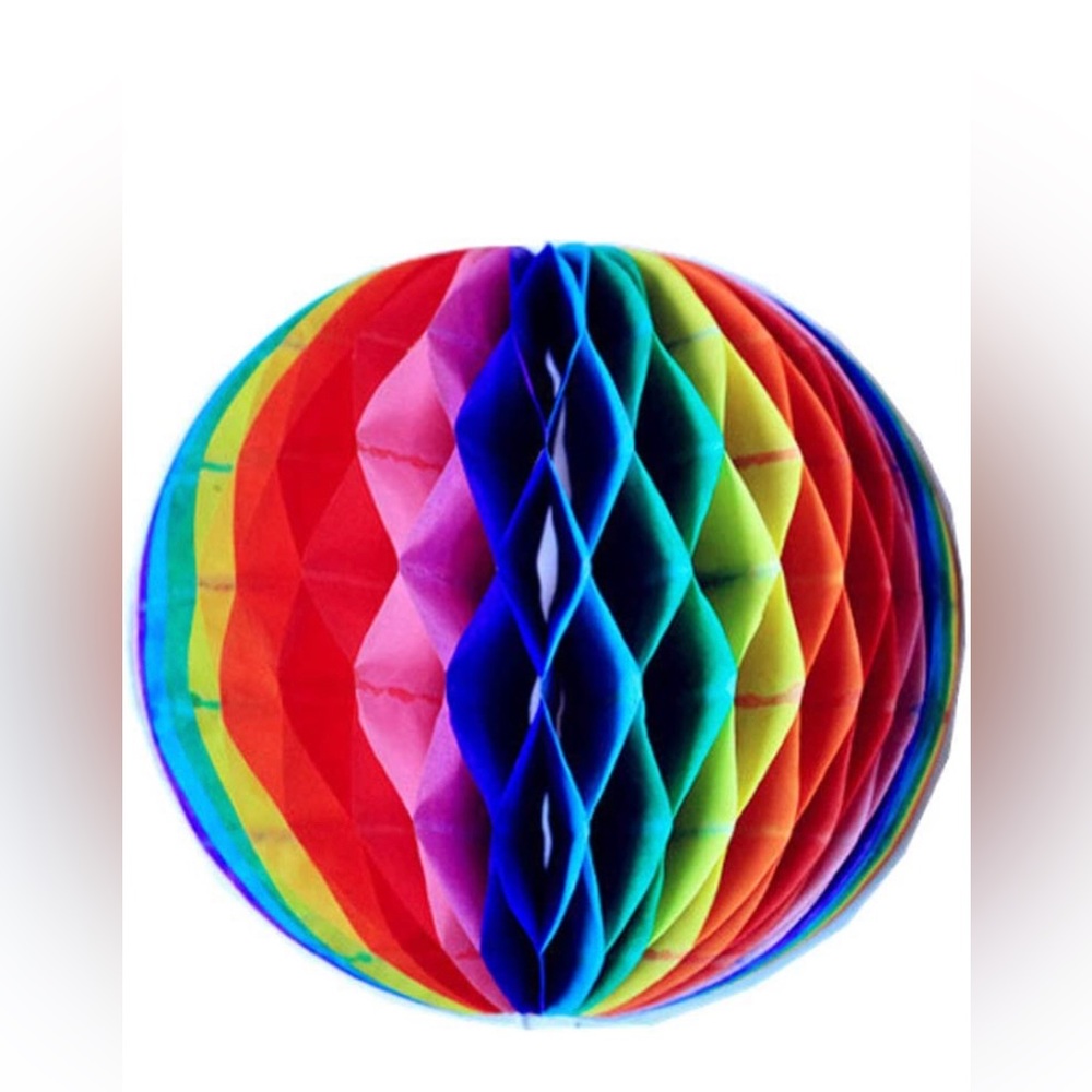 8PC Hanging Iridescent Honeycomb Ball Rainbow Tissue Paper Pom Balls 12 in -30cm